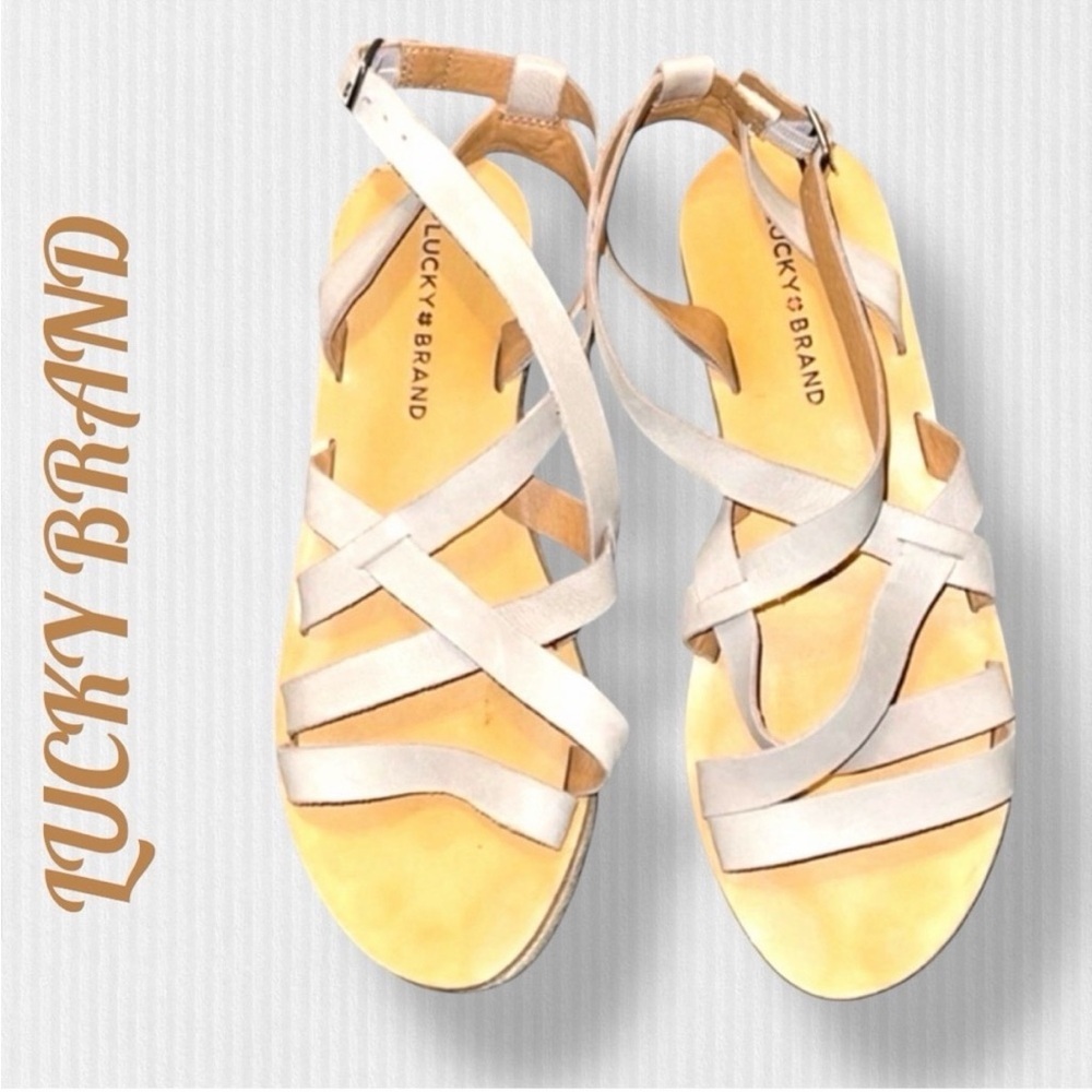 Lucky Brand Light Cream Strappy Slingback Sandals